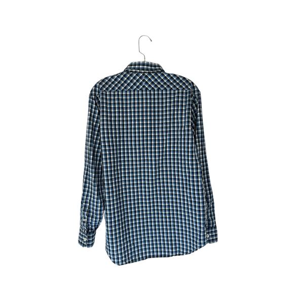 Billy Reid Men's Blue Black Plaid Casual Date Night Button Down Shirt Size Large - Picture 10 of 13